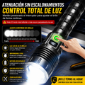 Linterna LED de alta potencia (10 000 mAh) con alcance de 5000 m; recargable, ultrapotente y táctica; ideal para exteriores, acampada y uso general