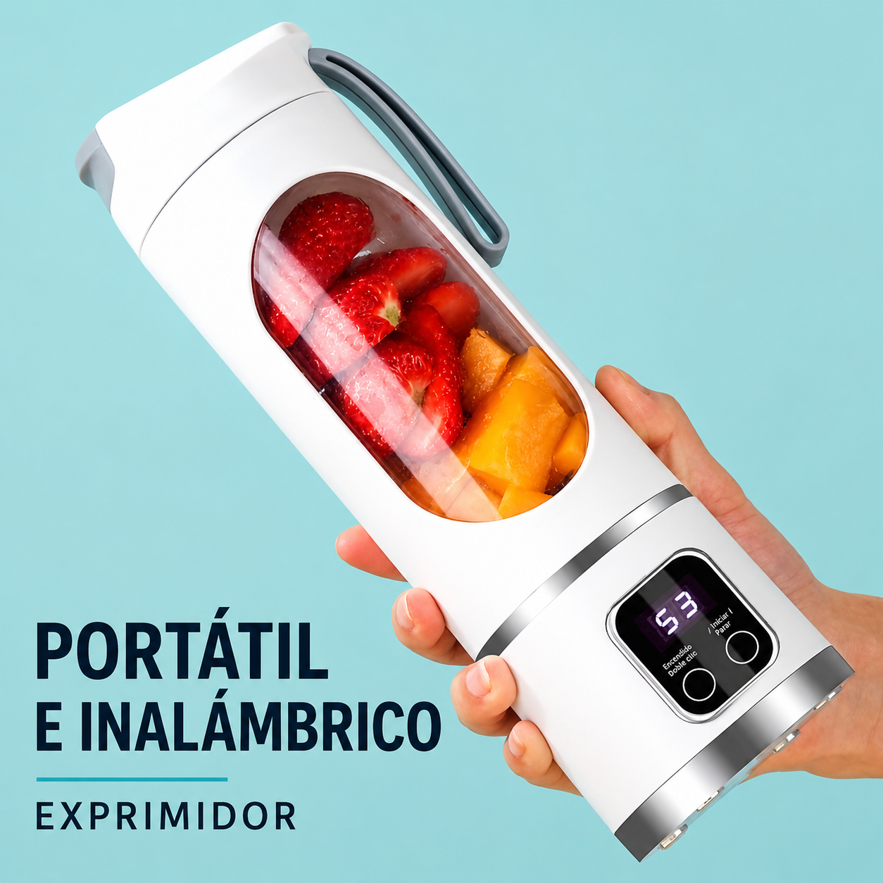Licuadora portátil de 450 ml con pantalla digital LED